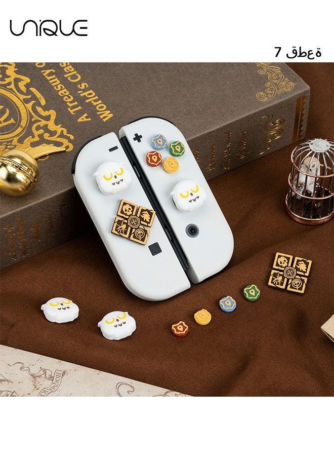 Unique 7Piece Cross D-Pad Button Caps Thumb Grips Set - Compatible with Nintendo Switch/Switch OLED - Cute 3D Soft Silicone ABXY Buttons Sticker Joystick Cover Caps  - Image 1
