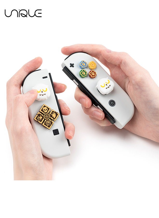 Unique 7Piece Cross D-Pad Button Caps Thumb Grips Set - Compatible with Nintendo Switch/Switch OLED - Cute 3D Soft Silicone ABXY Buttons Sticker Joystick Cover Caps  - Image 3