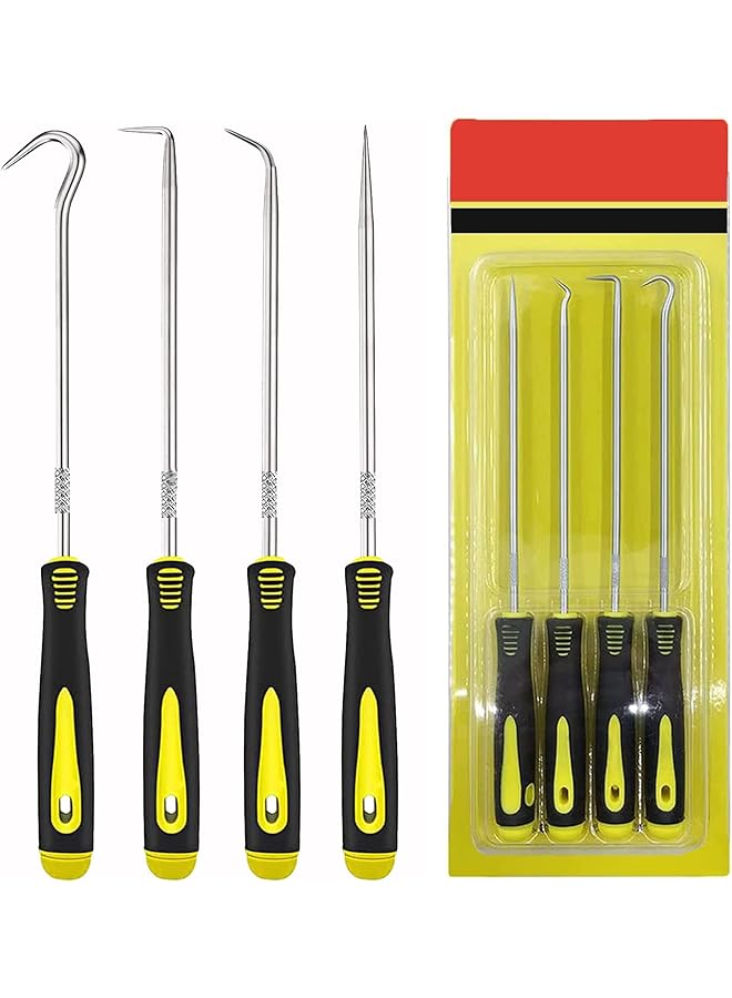 KEWAYO 4 Pieces Pick And Hook Set With Rubber Handle Hose For Removing Gasket, Spring, Oil Seal, O-Ring  - Image 1