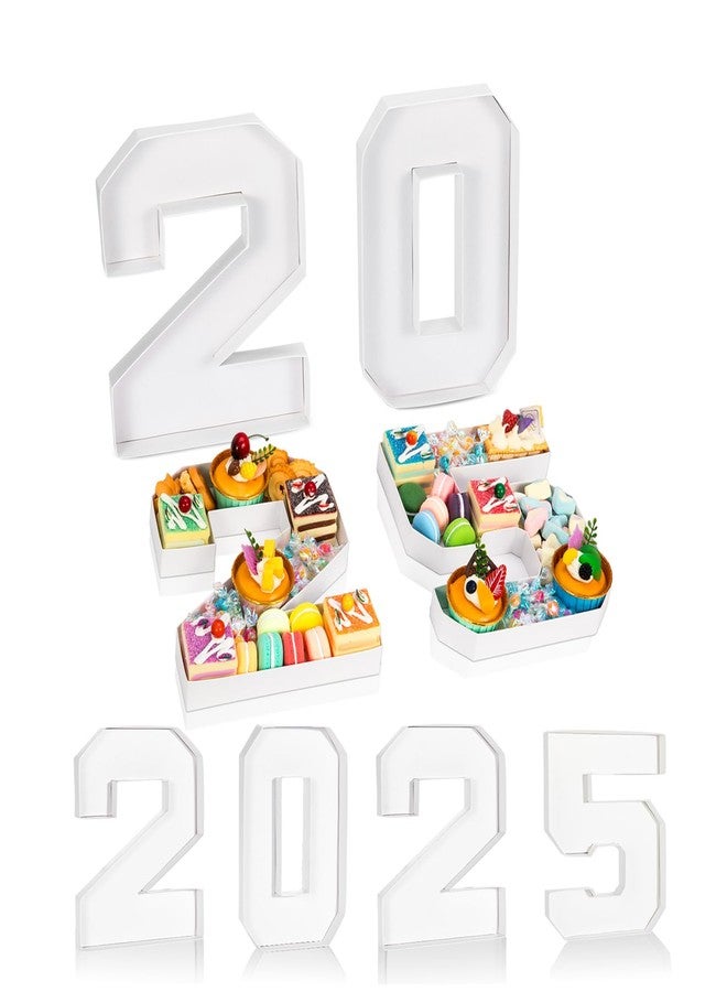 CINPIUK 2025 Graduation Centerpiece 2025 Set Cardbord Numbers Filable Tray for 2025 Class Graduation Party Decoration Candy Fruit Contaier Box for Graduation Anniversary Party Supplies, 2025 - Image 1