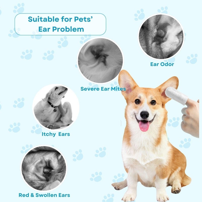 SWOPPLY 50 Pcs Dog Pet Ear Cleaning Wipes,Cats Ear Finger Wipes Disposable Pet Grooming Cleaning Finger Cover Cot Wet Wipes, Non-Woven Ear Cleaning Wet Wipes Protecting Cat Dog Ear Health - Image 3