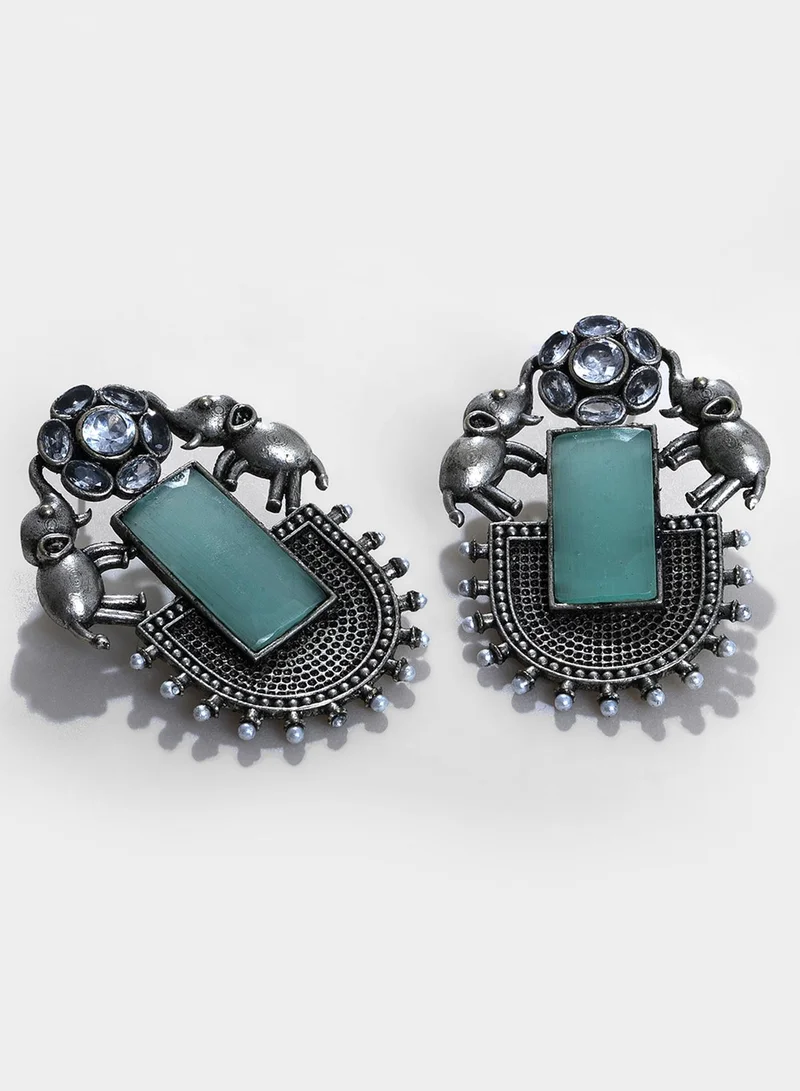 SOHI Blue & Contemporary Artificial Stud Earring Jewellery