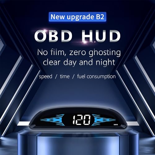 AZIJYV OBD2 Gauge Display,Head Up Display for Cars,Speedometer for Car with Speed Water Temperature Voltage Fuel Consumption Speeding Alert Fatigue Driving Alert,Speedometer Fits Most Post-2009 Models - Image 2