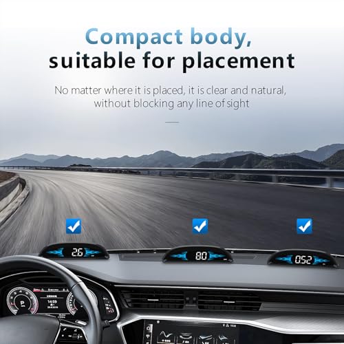 AZIJYV OBD2 Gauge Display,Head Up Display for Cars,Speedometer for Car with Speed Water Temperature Voltage Fuel Consumption Speeding Alert Fatigue Driving Alert,Speedometer Fits Most Post-2009 Models - Image 5