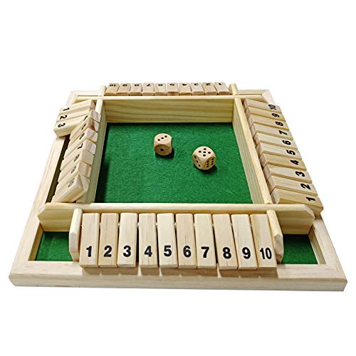 DC-BEAUTIFUL DCBEAUTIFUL Shut The Box Dice Game 24 Players Classic Board Game for Adults Wooden Tabletop Game with Dices and InstructionMath Strategy Game for Christmas Party Green - Image 1