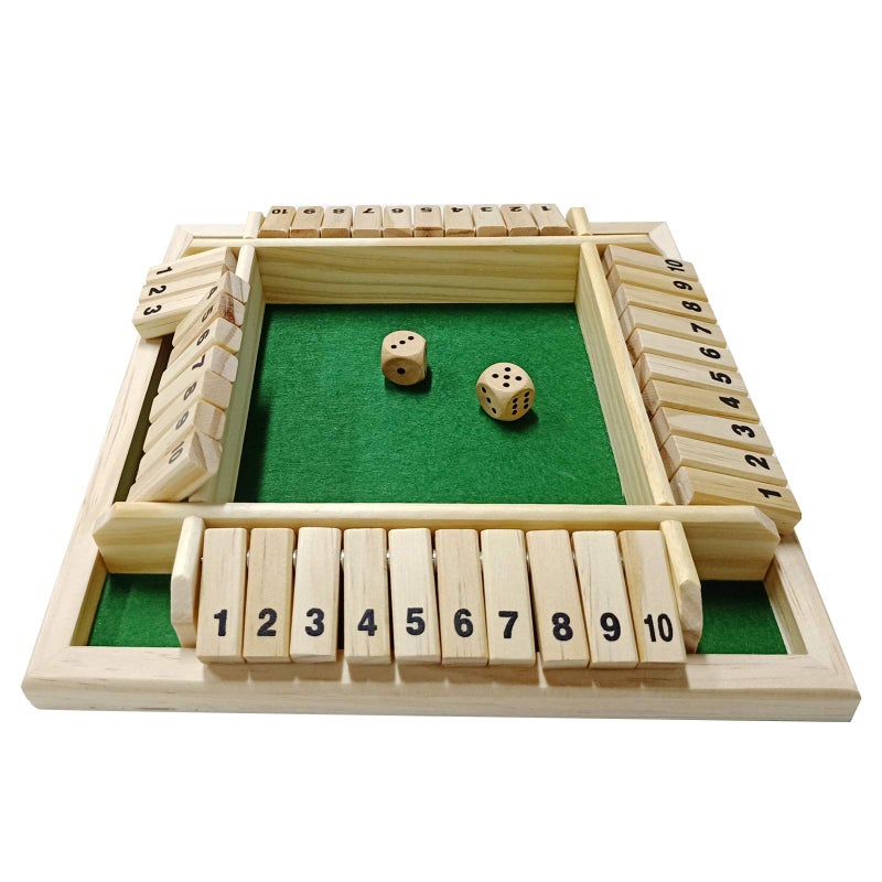 DC-BEAUTIFUL DCBEAUTIFUL Shut The Box Dice Game 24 Players Classic Board Game for Adults Wooden Tabletop Game with Dices and InstructionMath Strategy Game for Christmas Party Green - Image 3