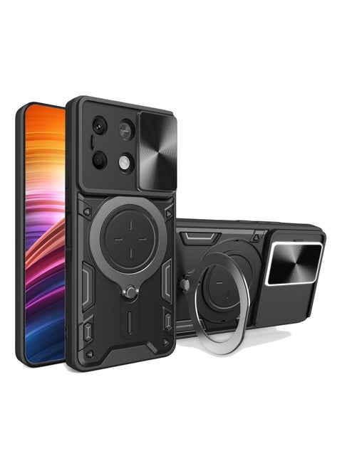 Xiaomi Redmi Note 13 5G Mobile Phone Case Cover, Slide Camera Lens Cover, 360°Rotating Kickstand Ring, Bumper Shockproof Phone Case，Compatible with Car Magnetic Mount