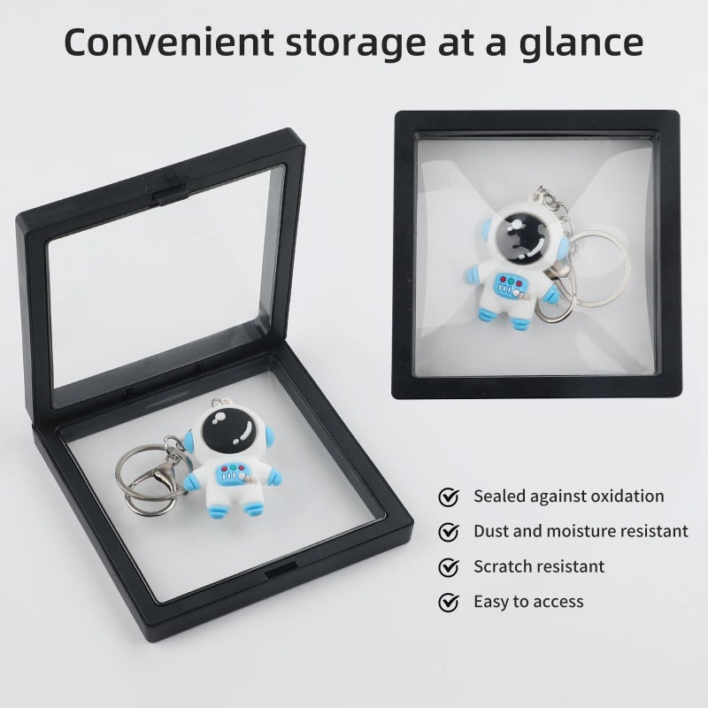 ARPOVIST 20 Pcs Black 3D Floating Display Case 3.5 x3.5X 0.8 inch, Challenge Coin Display,Transparent PE Jewelry Storage Box, Floating Display Holder Stands for Antique Challenge Coins, Medallion, Stamps - Image 5