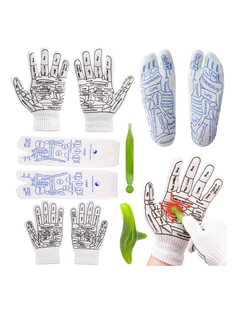 KASTWAVE Reflexology Socks and Gloves Set, with Massage Tool, Acupressure Reflexology Socks Gloves, Acupoint Socks Set, Hand Foot Massage Reflexology Tools Acupuncture Socks, for Tired Relieve, S  - Image 1