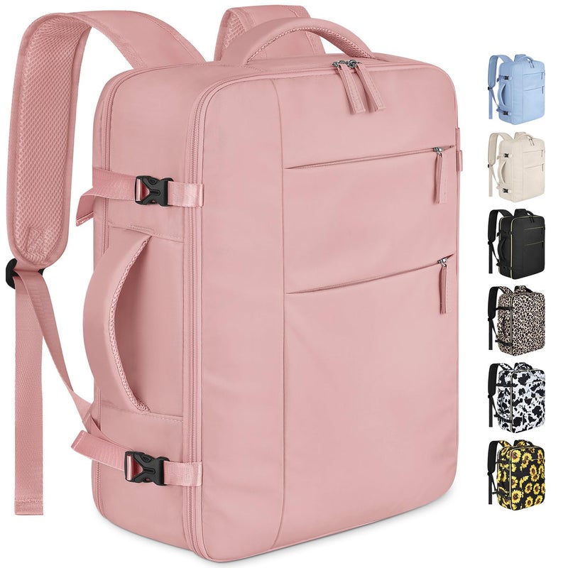 Capolo Travel Backpack for Women Men Waterproof Laptop Backpack Airlines Approved Carry On Backpack Bag Computer Bookbag for Business, Work, Traveling Fits 15.6 Inch Laptop(Pink) - Image 1