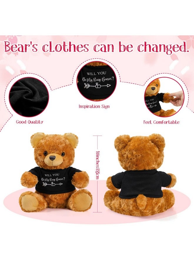 Jexine Jexine 2 Pieces Wedding 10 Inch Bear Stuffed Animal Will You Be My Flower Girl Ring Boy Proposal Gifts from Bride Groom with Clothing for Wedding Proposal Anniversary Party(Flower Girl, Ring)  - Image 3