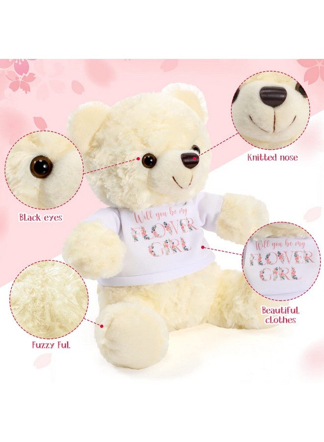 Jexine Jexine 2 Pieces Wedding 10 Inch Bear Stuffed Animal Will You Be My Flower Girl Ring Boy Proposal Gifts from Bride Groom with Clothing for Wedding Proposal Anniversary Party(Flower Girl, Ring)  - Image 2