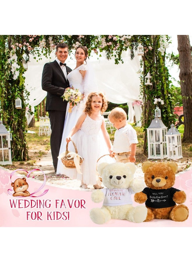 Jexine Jexine 2 Pieces Wedding 10 Inch Bear Stuffed Animal Will You Be My Flower Girl Ring Boy Proposal Gifts from Bride Groom with Clothing for Wedding Proposal Anniversary Party(Flower Girl, Ring)  - Image 5