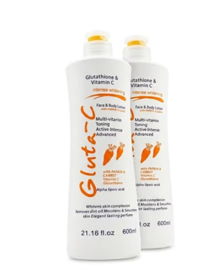 Gluta C Face & Body Lotion with Papaya & Carrot Extract 600 ml 2pcs