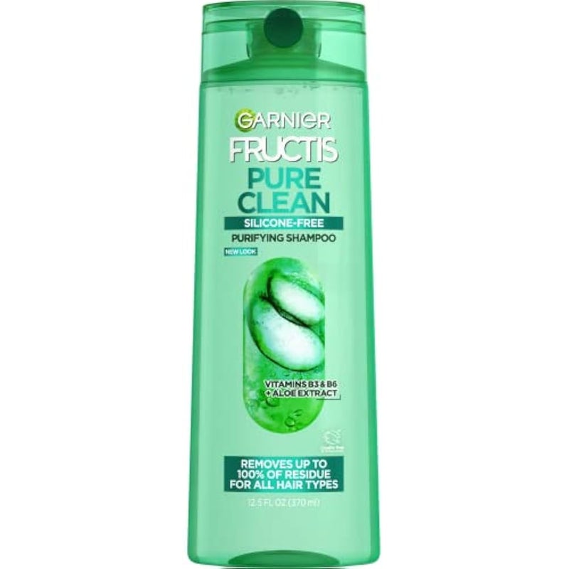 Garnier Fructis Pure Clean Shampoo, Paraben-Free Silicone-Free with Aloe Extract and Vitamin E, 12.5 Fl Oz Bottle - Image 1