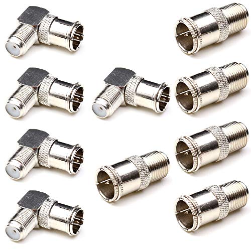 ANHAN F Push on Connectors, F Female to Male Right Angle Adapters F Quick Connect Coax Connector for Wall Mounted TV,Wall Plate, Cabinet, RV TV and Coaxial Cable Connection 10Packs - Image 1