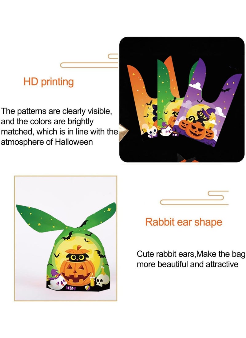 TAPIT - 50 Candy Bags Fun Spooky Holiday Candy Bags for Party Favors Plastic Candy Bags for Snacks Cookies Candy Gift Packaging Party Supplies Storage Bags for Candy Treats - Image 1