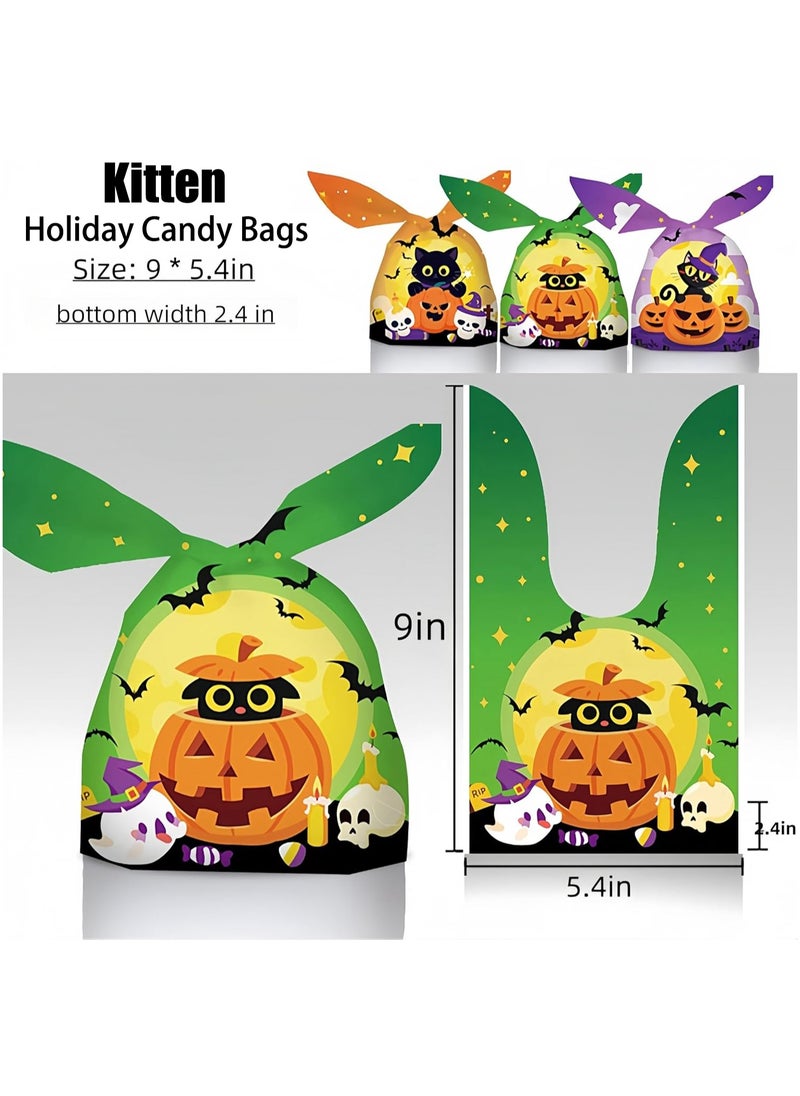 TAPIT - 50 Candy Bags Fun Spooky Holiday Candy Bags for Party Favors Plastic Candy Bags for Snacks Cookies Candy Gift Packaging Party Supplies Storage Bags for Candy Treats - Image 1