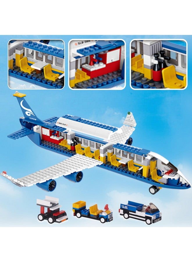 Sluban City Passenger Airplane Building Set For Boys 6+ 8+ 12+, City Plane Airport Playset With A Large Aircraft, Passenger Bus, Luggage Truck, Container Loader, 7 Minifigures, Compatible With Lego City - Image 2