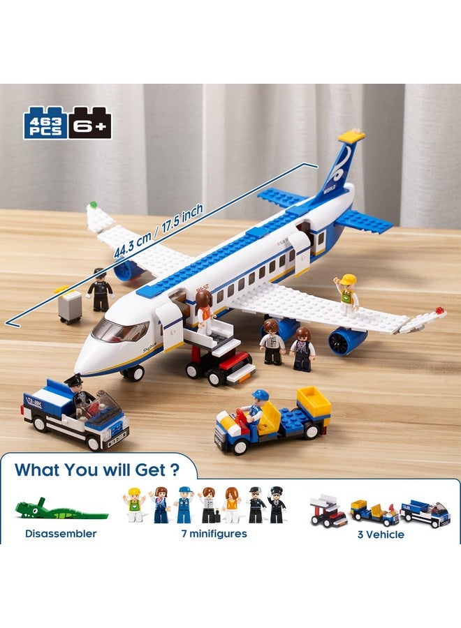 Sluban City Passenger Airplane Building Set For Boys 6+ 8+ 12+, City Plane Airport Playset With A Large Aircraft, Passenger Bus, Luggage Truck, Container Loader, 7 Minifigures, Compatible With Lego City - Image 3