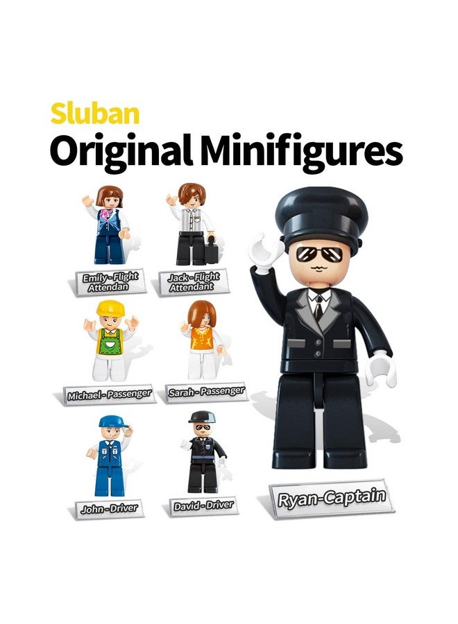 Sluban City Passenger Airplane Building Set For Boys 6+ 8+ 12+, City Plane Airport Playset With A Large Aircraft, Passenger Bus, Luggage Truck, Container Loader, 7 Minifigures, Compatible With Lego City - Image 4