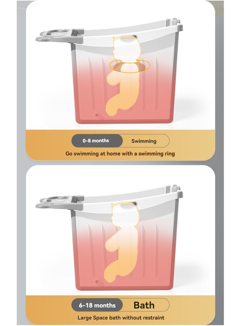 XiuWoo - Portable Foldable Bathtub with Temperature Sensor and Stool for Bathing,Swimming, Suitable For Baby Toddler Children Aged 0-15 Years Old,Quick to Open,Easy to storage - Image 1