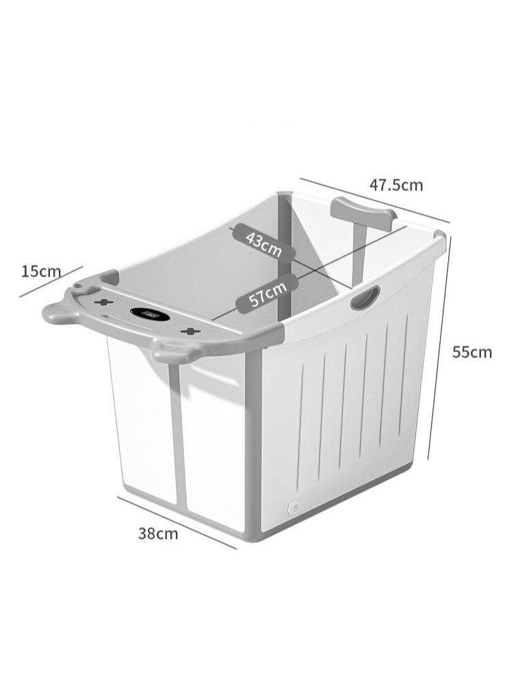 XiuWoo - Portable Foldable Bathtub with Temperature Sensor and Stool for Bathing,Swimming, Suitable For Baby Toddler Children Aged 0-15 Years Old,Quick to Open,Easy to storage - Image 1