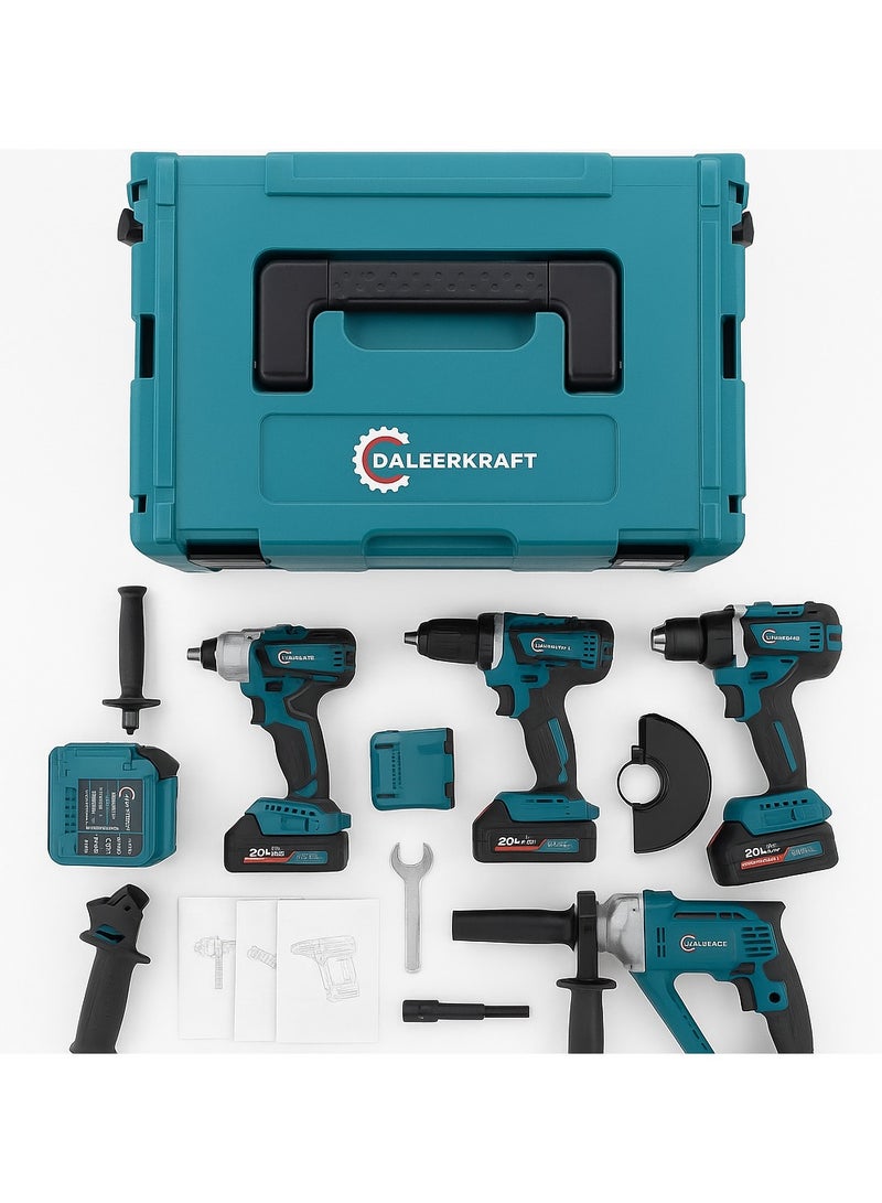 DAUERKRAFT 20V Cordless Power Tool Kit – Drill, Impact Driver & Rotary Hammer with Hard Case and Full Accessories - Image 2