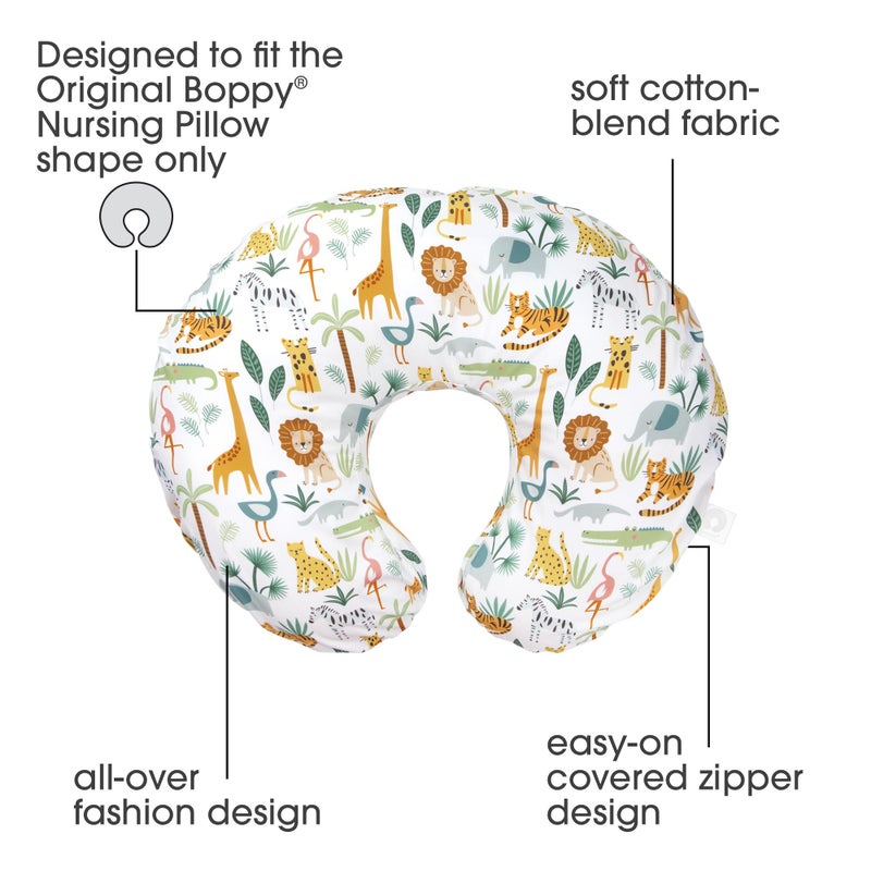 Boppy Nursing Pillow Cover, Colorful Wildlife, Cotton Blend, Fits The Original Support for Breastfeeding, Bottle Feeding, and Bonding, Cover Only, Sold Separately - Image 2