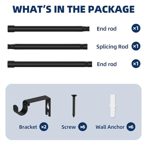 Alskarhem Black Curtain Rods for Windows 30 to 45 Inch,5/8 Inch Small Curtain Rod Set With Brackets - Image 5