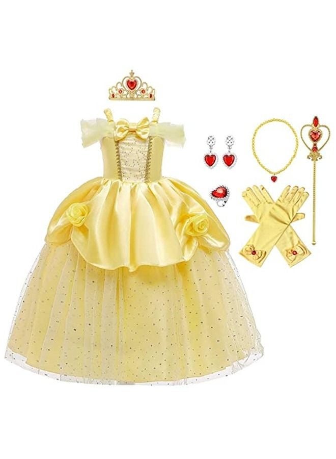 Yellow Roses Princess Costume Dress Off Shoulder Layered Dress up  - Image 1