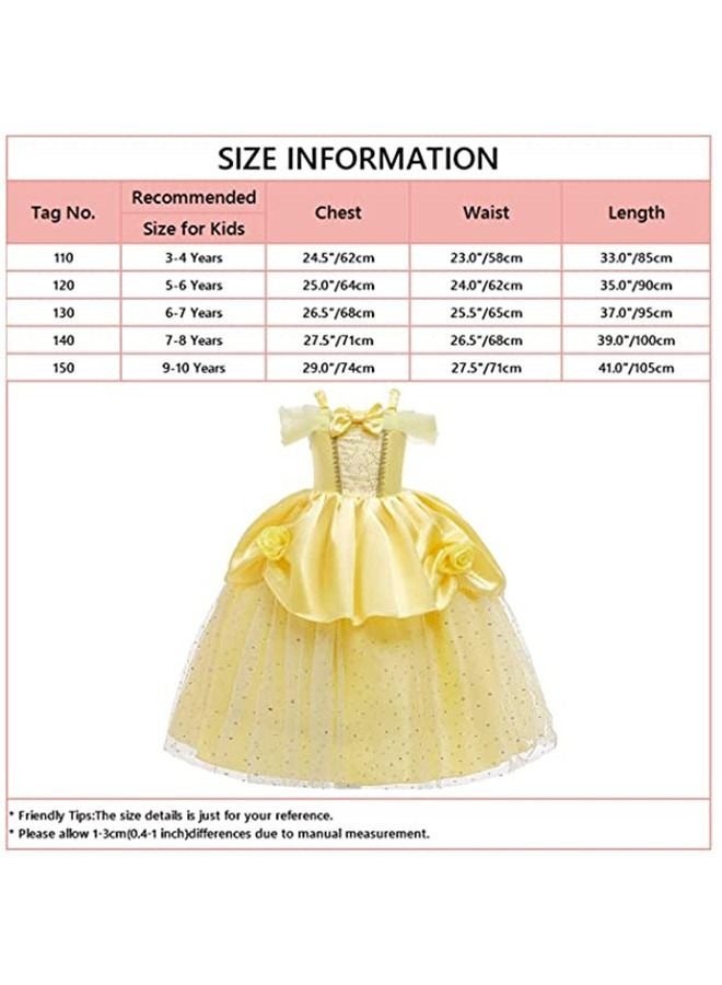 Yellow Roses Princess Costume Dress Off Shoulder Layered Dress up  - Image 4