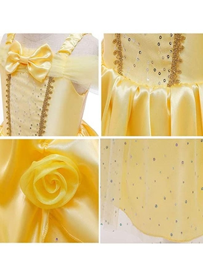 Yellow Roses Princess Costume Dress Off Shoulder Layered Dress up  - Image 5