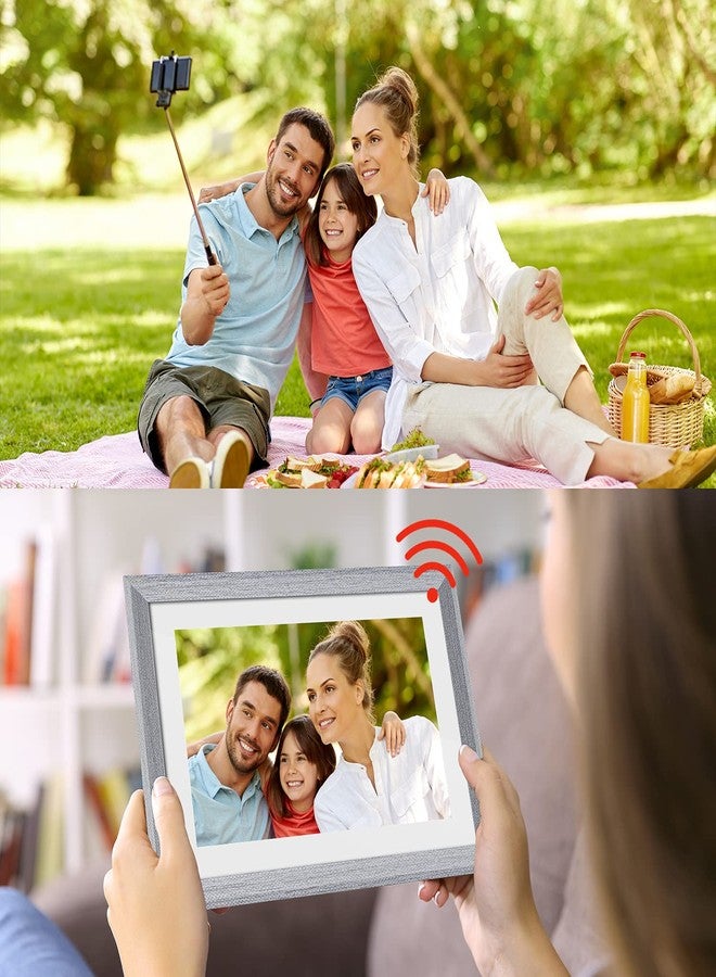 YunQiDeer Digital Picture Frame WiFi 10.1 inch IPS Touch Screen HD Display,16GB Storage, Auto-Rotate,Easy Setup to Share Photos or Videos via Frameo APP - Image 2