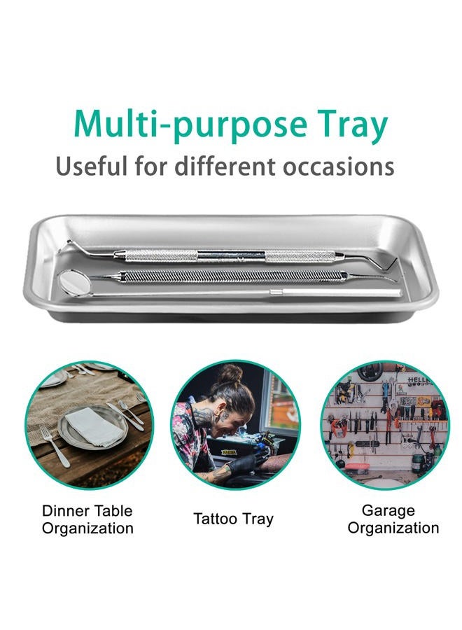 Yzurbu 3pcs Metal Tray, Stainless Steel Tray for Tattoo Supplies, Resin, Bathroom, Lab Instrument - Image 4