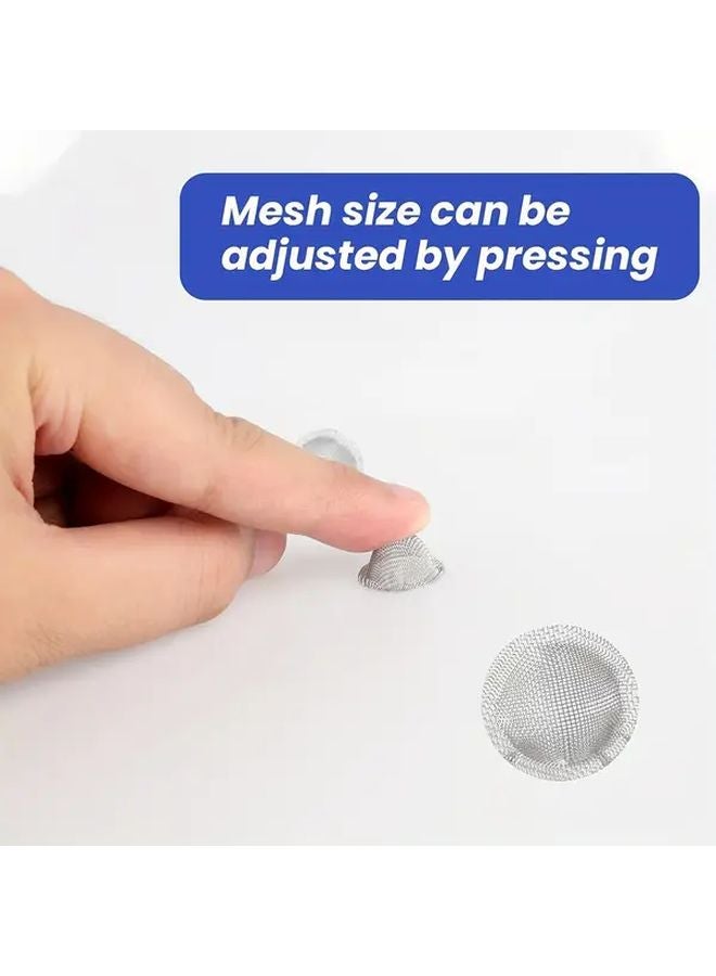 50pcs Stainless Steel Pipe Filter Set Adjustable Pre Cut Bowl Shaped Cone Design Reusable Mesh Strainer - Image 4