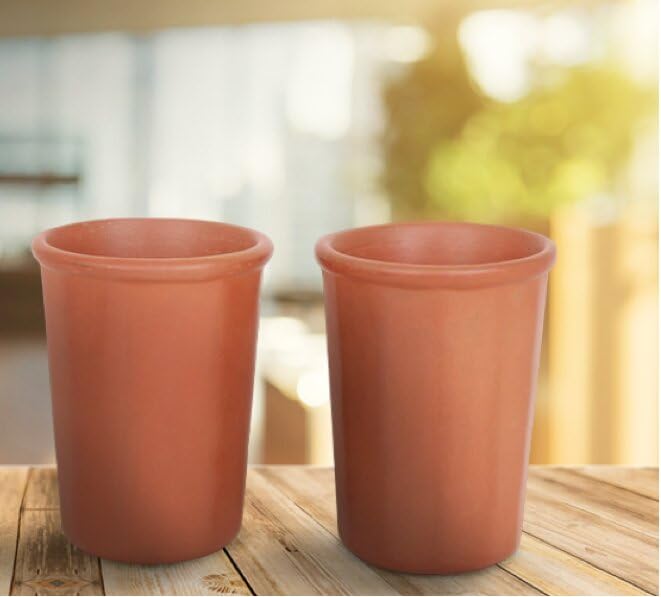 SHRIYAM CRAFTS Clay Mitti Drinking Water Glass 200ML (Milk Glass Pack of 2), Brown - Image 5