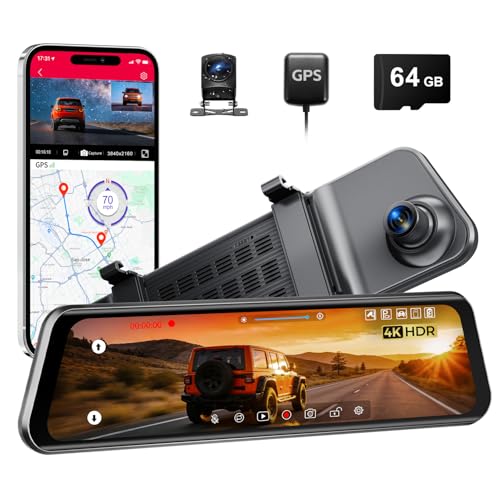 LINGDU 12 Mirror Dash Cam 4K UHD Front and 25K Rear View Dash Camera for Car with ADAS BSD LCA Smart Mode GPS GSensor Loop Recording Parking Monitor Voice Control 58GHz WiFi - Image 1