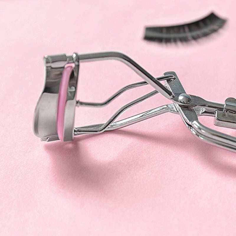 Jeufond 80 pcs Eyelash Curler Refills, Eyelash Curler Pads, Silicone Rubber Universal Eye lash Curler Replacement Refills with Clear Storage Box (Pink) - Image 3