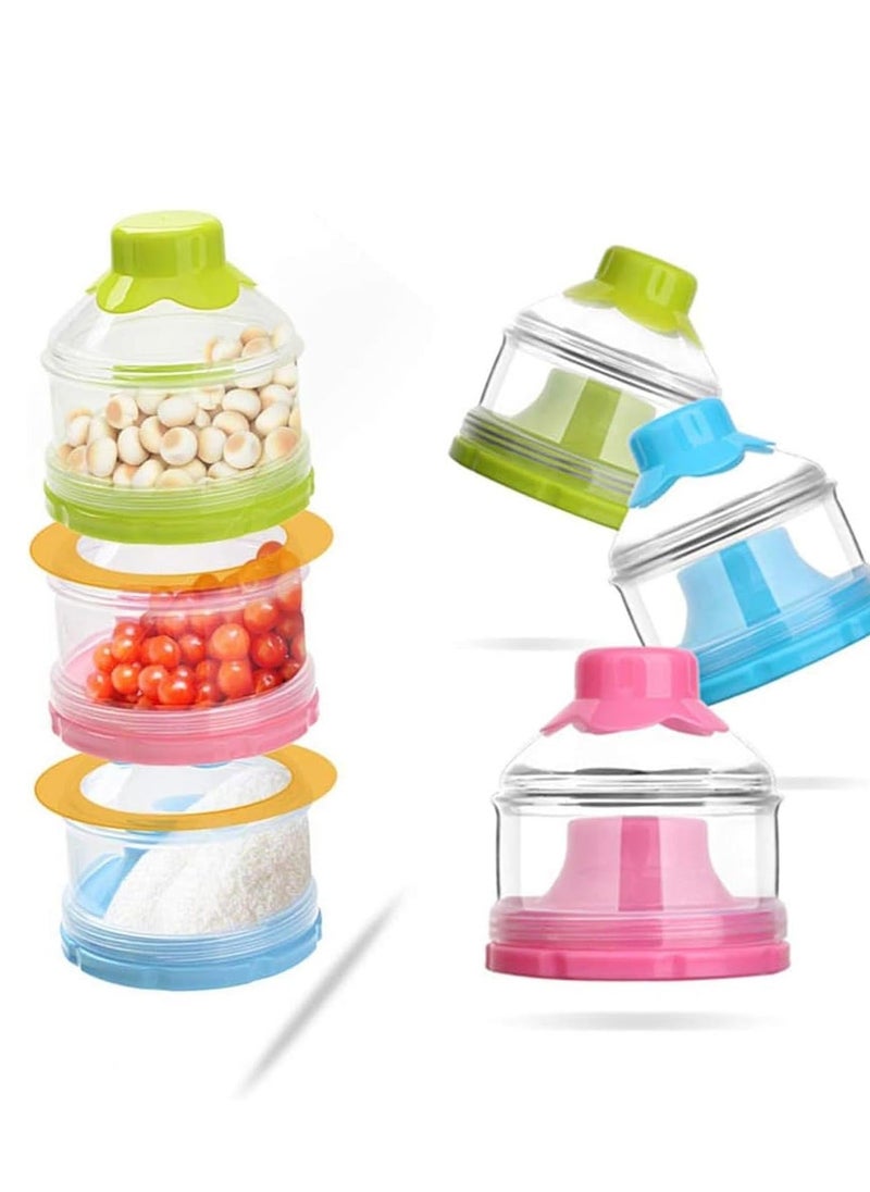 Three Layers Baby Milk Powder Boxes Independent Storage Cans Snack Children with Compartments Dispensers Capacities for Travel and Outdoor Activities Nighttime