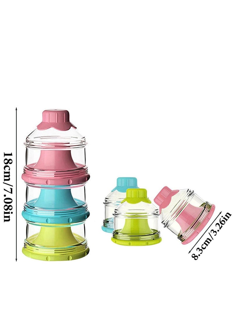 Three Layers Baby Milk Powder Boxes Independent Storage Cans Snack Children with Compartments Dispensers Capacities for Travel and Outdoor Activities Nighttime