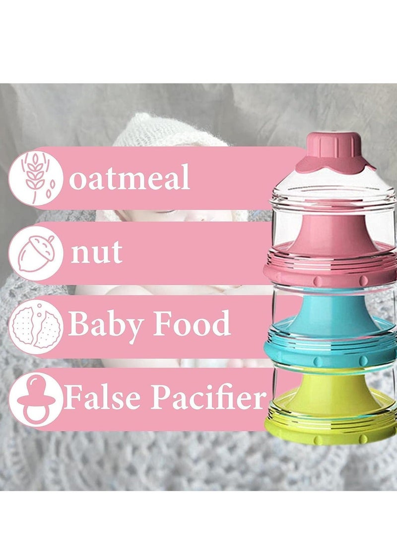 Three Layers Baby Milk Powder Boxes Independent Storage Cans Snack Children with Compartments Dispensers Capacities for Travel and Outdoor Activities Nighttime