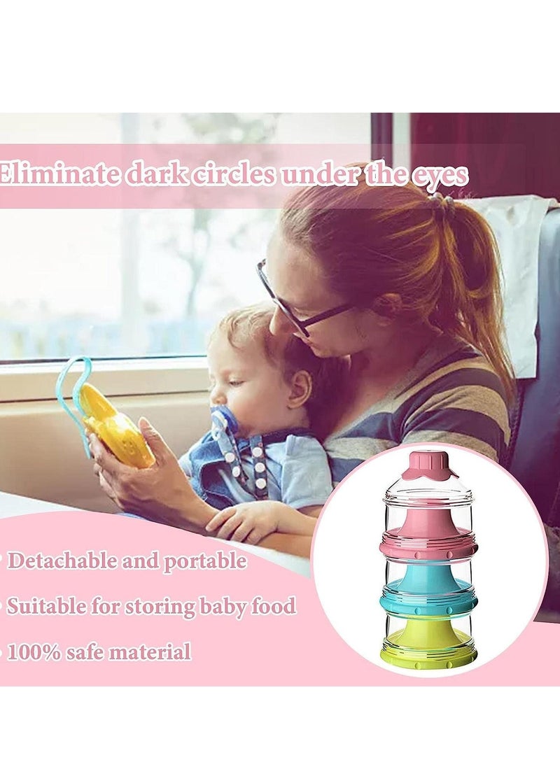 Three Layers Baby Milk Powder Boxes Independent Storage Cans Snack Children with Compartments Dispensers Capacities for Travel and Outdoor Activities Nighttime