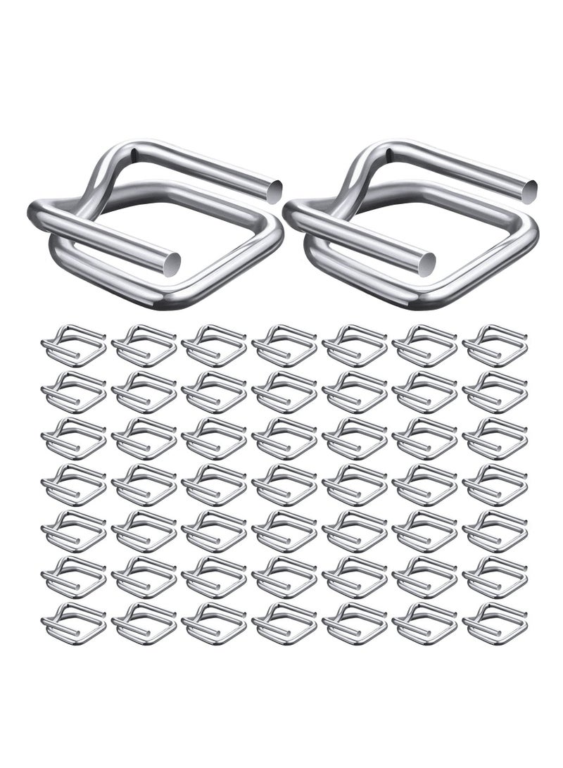 SYOSI 50 PCS Metal Wire Buckle Heavy Duty Reusable Metal Buckle Poly Strap Buckles for 3/4" Polypropylene Packaging Strapping Plastic Cord Strapping - Image 1