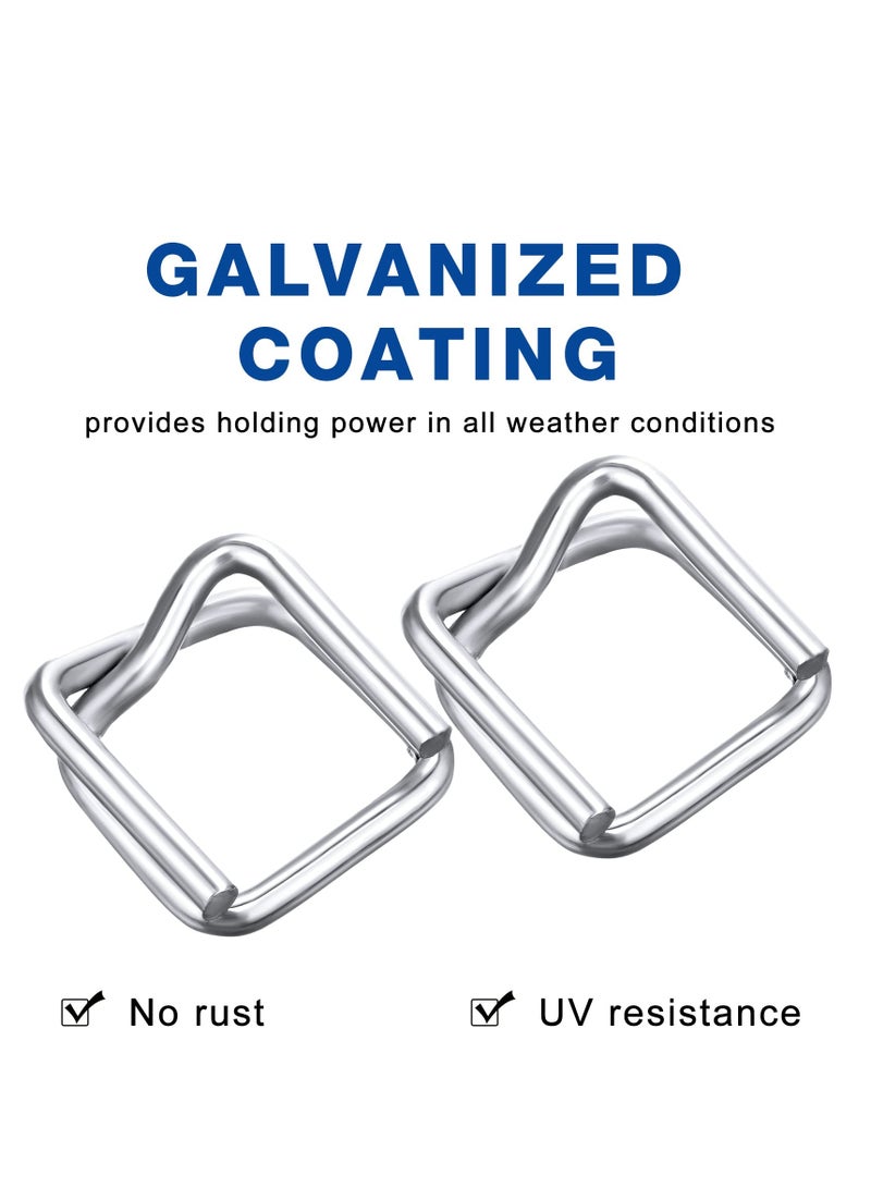 SYOSI 50 PCS Metal Wire Buckle Heavy Duty Reusable Metal Buckle Poly Strap Buckles for 3/4" Polypropylene Packaging Strapping Plastic Cord Strapping - Image 5