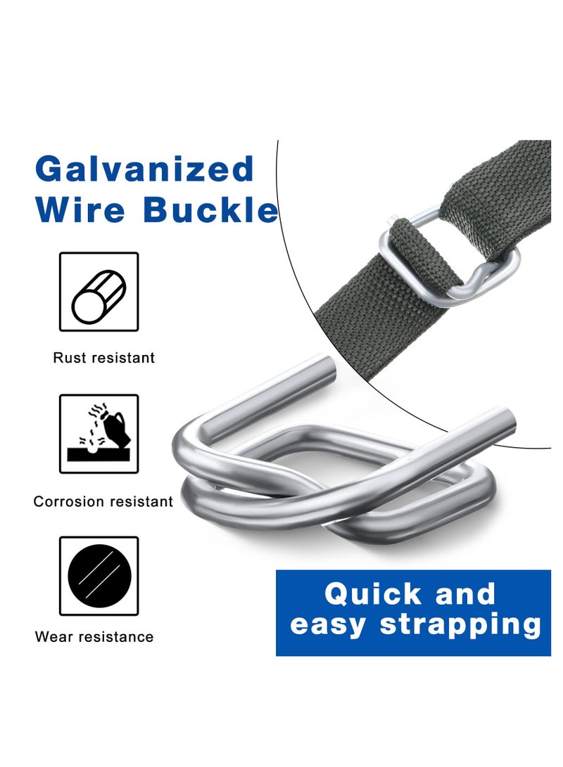 SYOSI 50 PCS Metal Wire Buckle Heavy Duty Reusable Metal Buckle Poly Strap Buckles for 3/4" Polypropylene Packaging Strapping Plastic Cord Strapping - Image 3