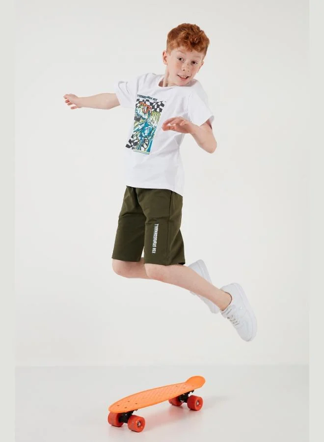 ليلا طقم شورت علوي قطني ليلا بقصة عادية ورقبة دائرية للأولاد