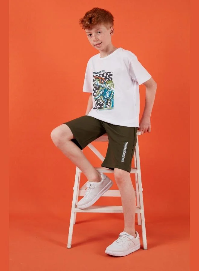 ليلا طقم شورت علوي قطني ليلا بقصة عادية ورقبة دائرية للأولاد