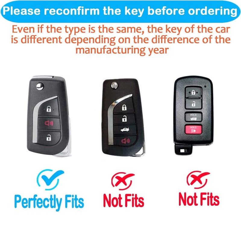 Tukellen for Toyota Key Fob Cover Special Soft TPU Key Case Key Shell Compatible with 2019-2025 RAV4 LE,Corolla SE/LE,2018-2024 Camry SE/LE, Flip Remote Key Shell (White, 3 Buttons) - Image 2