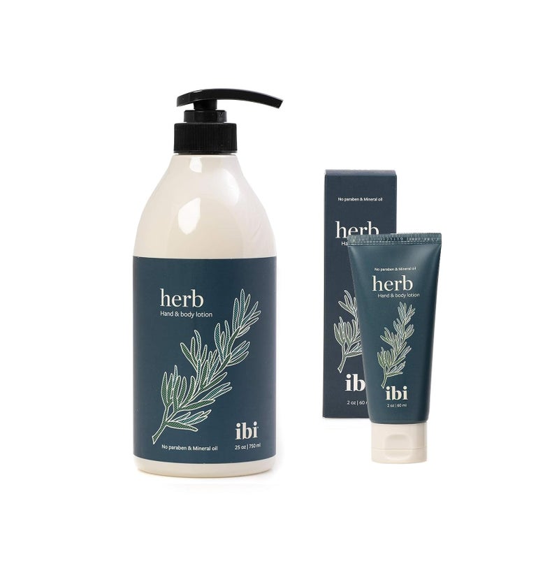 IBI Moisture Hand and Body Lotion Set For Dry Skin 750 ml Lotion and 2.02 oz Hand Cream (Herb) - Image 1